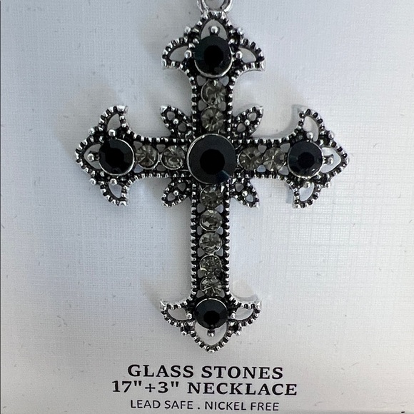 Piper K | Black & Silver Cross Necklace - Picture 8 of 9